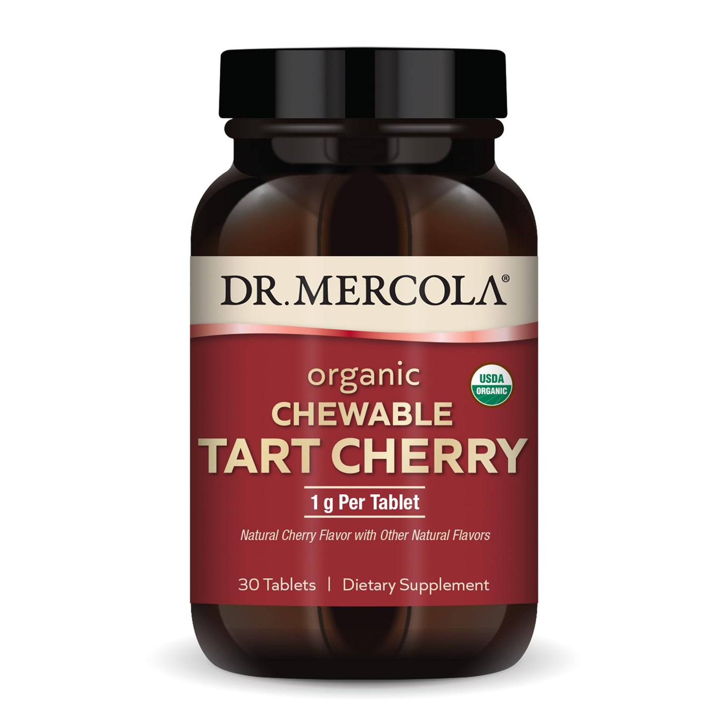 Dr. Mercola Organic Chewable Tart Cherry - Antioxidant Support - Made from Whole-Fruit Montmorency Cherries - USDA Organic - Stevia Sweetened - 30 Tablets Dr. MercolaBuy Supplements Australia