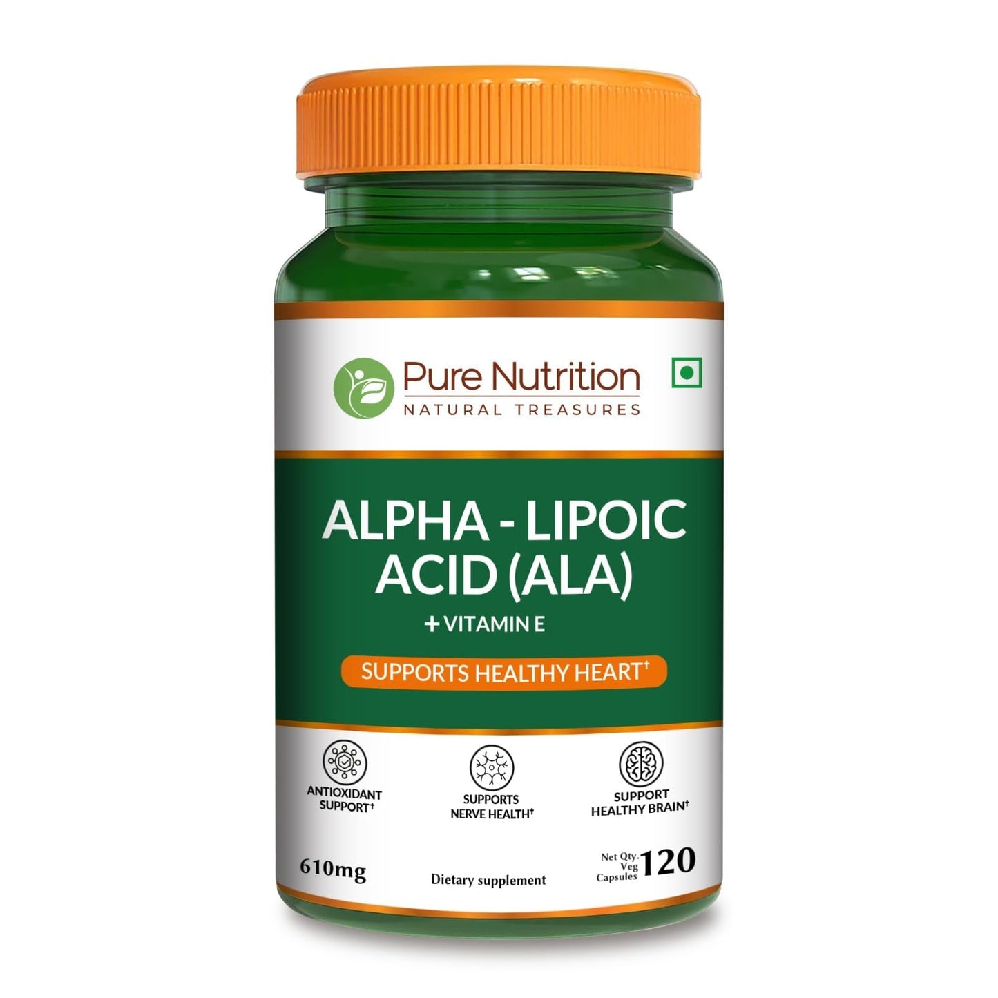 Pure Nutrition Alpha Lipoic Acid 600mg + Vitamin E | 120 Caps | Powerful Antioxidant to Support Nerve & Heart Health*. | Non-GMO PURE NUTRITION NATURAL TREASURESBuy Supplements Australia