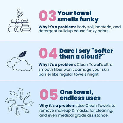 Clean Skin Club Clean Towel XL, 100% USDA Biobased Dermatologist CLEAN SKIN CLUBBuy Supplements Australia