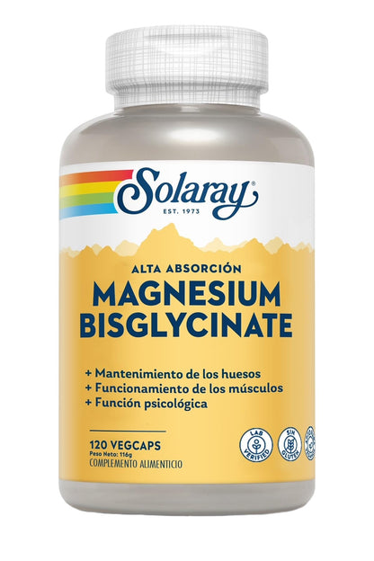 SOLARAY Magnesium Glycinate Capsules, Chelated Magnesium Bisglycinate w/BioPerine, Higher Absorption Magnesium Supplement - Bones, Muscles,
