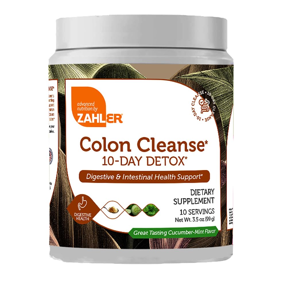 Zahler Colon Cleanse 10-Day Detox Cleanse - Cucumber Mint Flavor - Herbal Digestive Wellness - Colon Cleanser & Detox for Bowel Movement, Body Detox, Digestion Aid for Women and Men - 3.5 oz Jar ZahlerBuy Supplements Australia