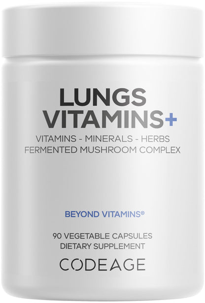 Codeage Lungs Vitamins, A, C, D, E, B6, Milk Thistle Lung Supplement, Zinc & Magnesium, Cordyceps, Reishi, Chaga, Poria, Tylophora, Ginger, Peppermint Leaf Organic Herb Cleanse - Non-GMO - 90 Capsules CodeageBuy Supplements Australia