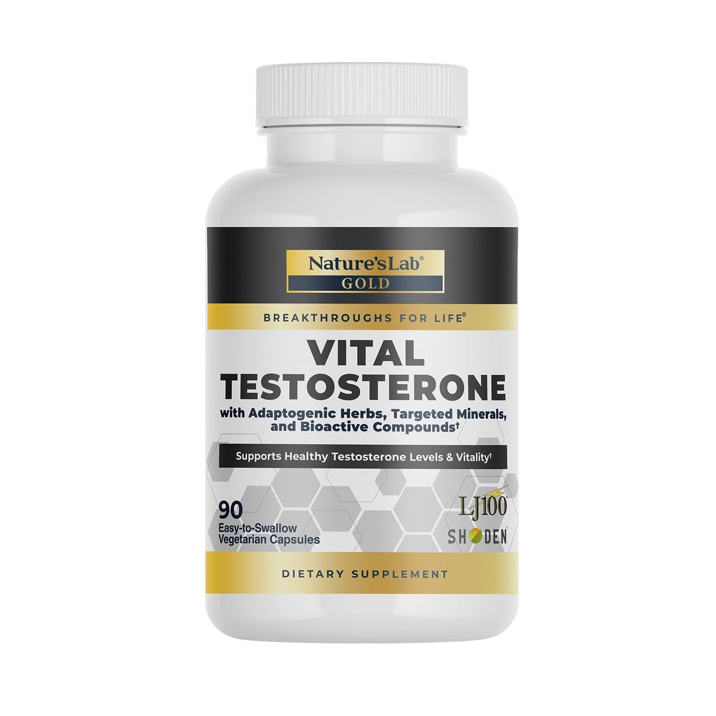 Nature's Lab Gold Vital Testosterone with Adaptogenic Herbs, Targeted Minerals and Bioactive Compounds* - Supports Healthy Testosterone Levels & Vitality* - 90 Capsules (30 Day Supply) Nature's LabBuy Supplements Australia