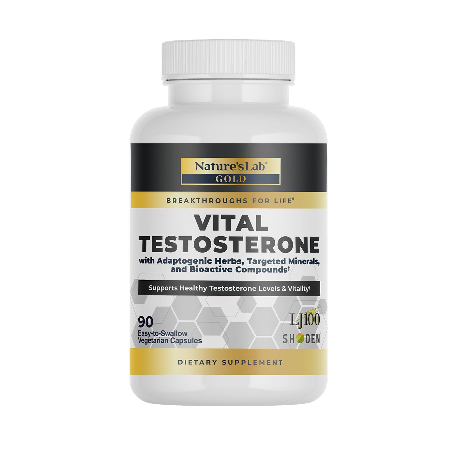 Nature's Lab Gold Vital Testosterone with Adaptogenic Herbs, Targeted Minerals and Bioactive Compounds* - Supports Healthy Testosterone Levels & Vitality* - 90 Capsules (30 Day Supply) Nature's LabBuy Supplements Australia