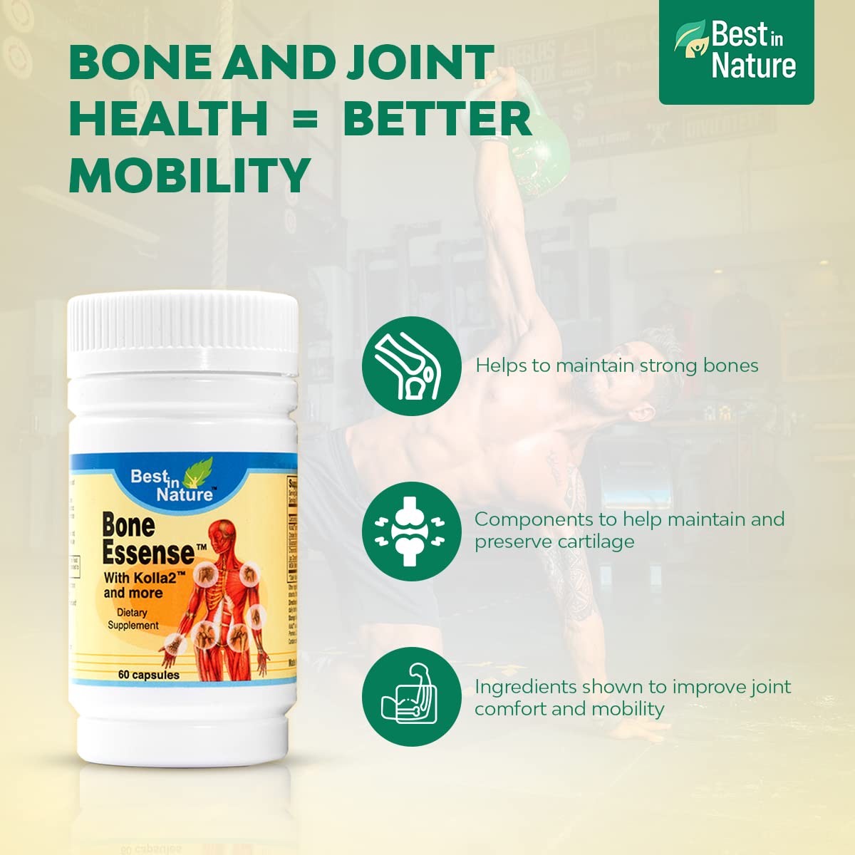 Best in Nature Bone Essense with Kolla2 (Type II Collagen) - Bone and Joint Health Supplement. (60 Count) Best in NatureBuy Supplements Australia