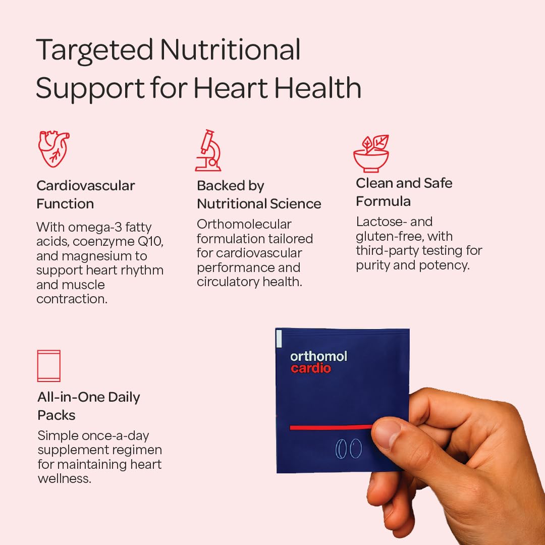 Orthomol Cardio, Heart Health Supplements for Circulation & Vascular Support, Omega-3, Magnesium, Cocoa Polyphenols & B Vitamins, Supports Cardiovascular Health, 30-Day Supply, Powder+Tablets+Capsules OrthomolBuy Supplements Australia