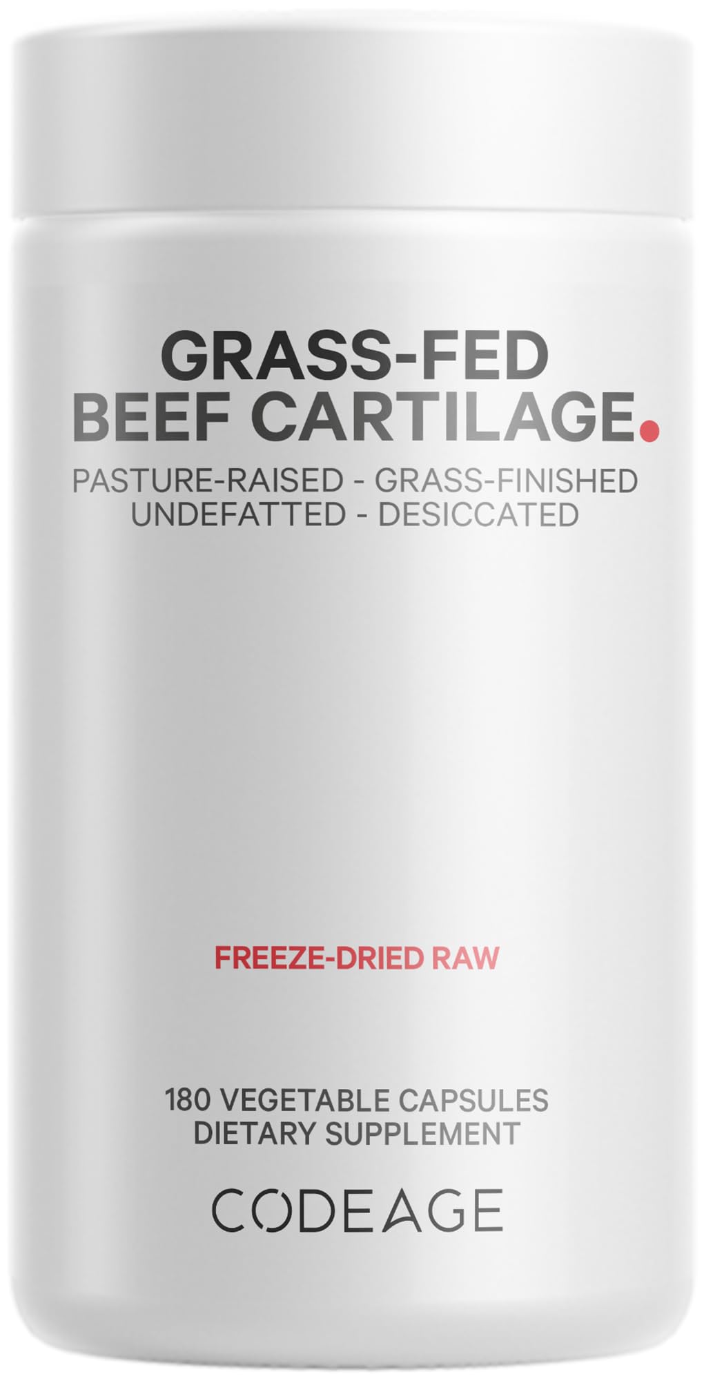 Codeage Grass Fed Beef Cartilage Supplement - Freeze Dried, Non-Defatted, Desiccated Beef Tracheal Bovine Cartilage & Liver Pills – Pasture Raised Argentina Beef Vitamins - Non-GMO -180 Capsules CodeageBuy Supplements Australia