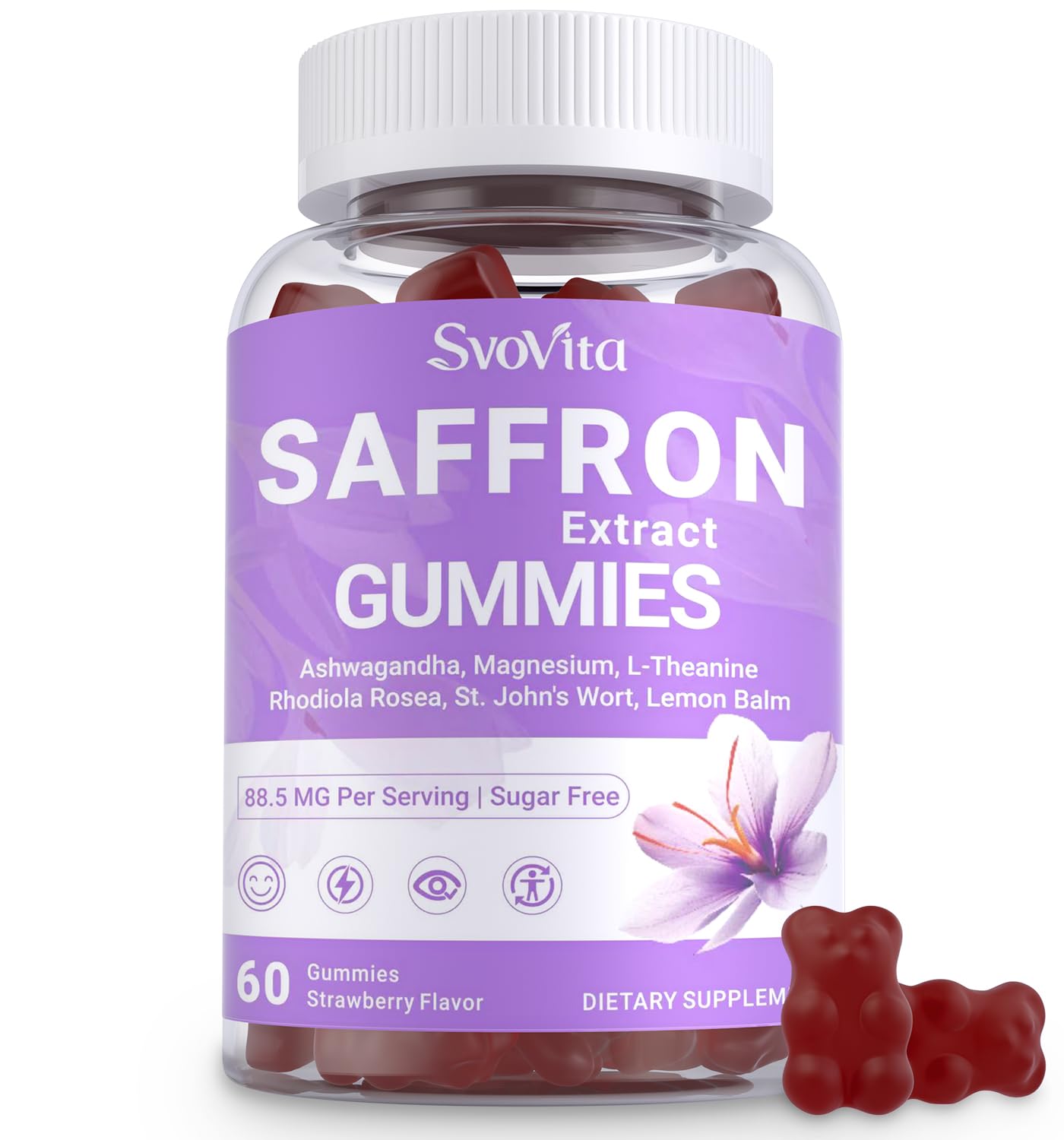 Svovita Saffron Supplements Gummies with Saffron Extract, Sugar Free 60 Count SvovitaBuy Supplements Australia
