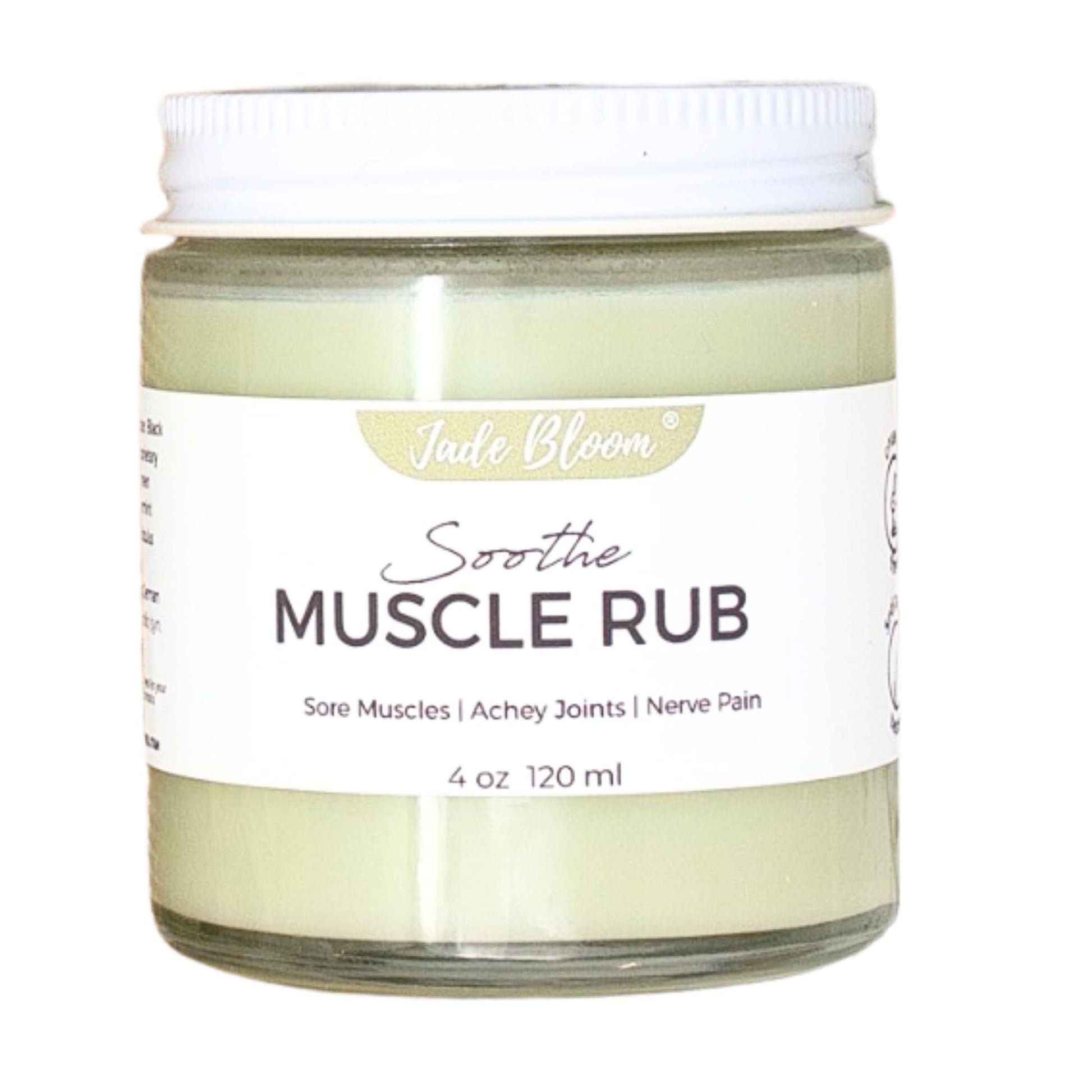Jade Bloom Muscle Rub Soothe - Essential Oil Muscle Fusion (Heat Activated) - Glass Jar Jade BloomBuy Supplements Australia