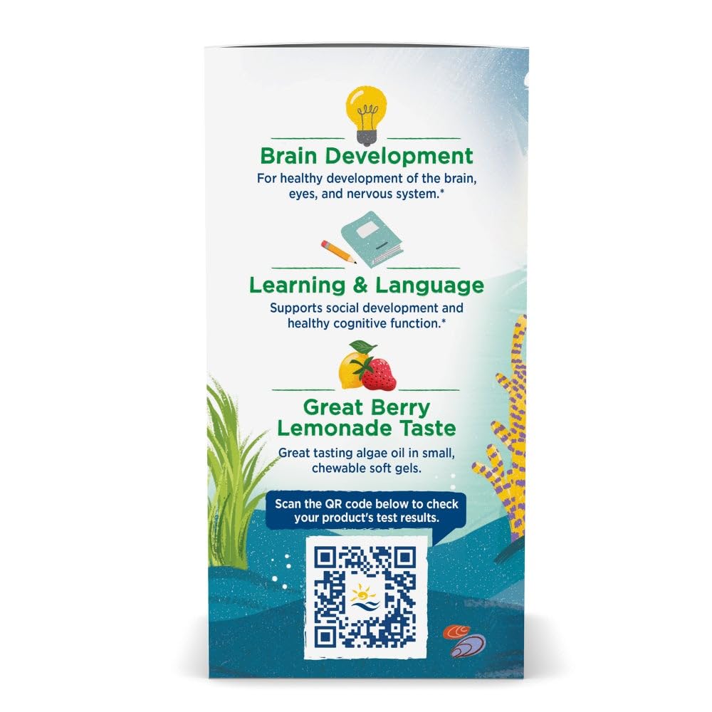 Nordic Naturals Children's DHA Vegetarian - Kids DHA Omega-3 Supplement -Algae Oil - Berry Lemonade Mini Chewables - Plant-Based Formula for Ages 3+ - 120 Soft Gels - 40 Servings Nordic NaturalsBuy Supplements Australia