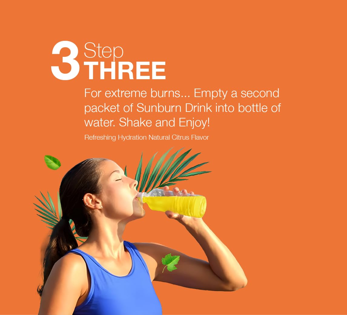Sunburn Drink - Twin Pack - After Sun Skin Care - Supports Healthy Skin from The Inside Out -Promotes Hydration - Sun Damage Support - Mix with Water - Travel Size Sunburn DrinkBuy Supplements Australia