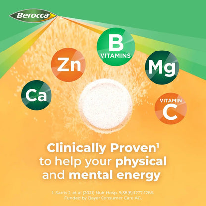Berocca Energy Vitamin B & C Orange Flavour Effervescent Tablets 60 Pack Berocca