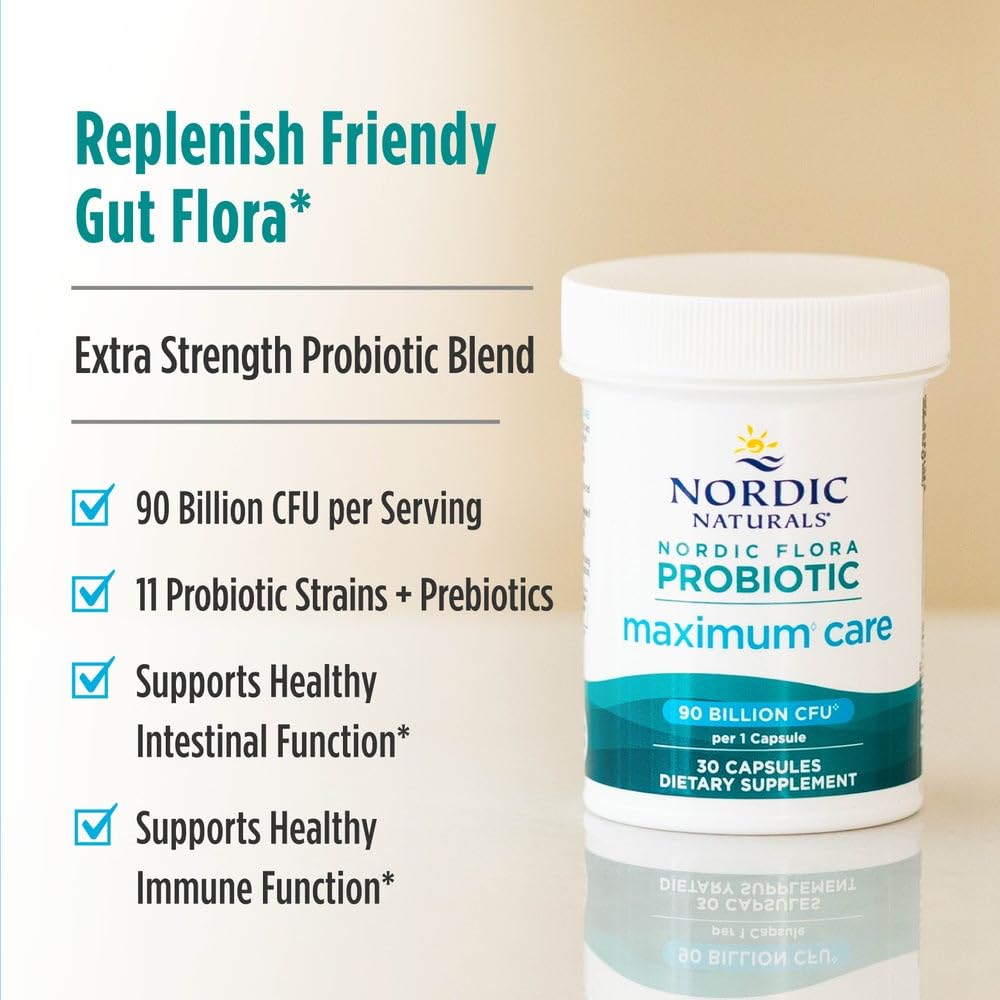 Nordic Naturals Nordic Flora Probiotic Maximum Care, 30 Capsules, 11 Probiotic Strains for Daily Immune and Digestive Health Support, Vegan, 30 Servings Nordic NaturalsBuy Supplements Australia