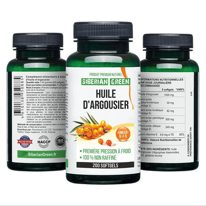 Siberian Sea Buckthorn Oil Capsules 200 Softgels | from Wild-harvested Siberian Sea Siberian GreenBuy Supplements Australia