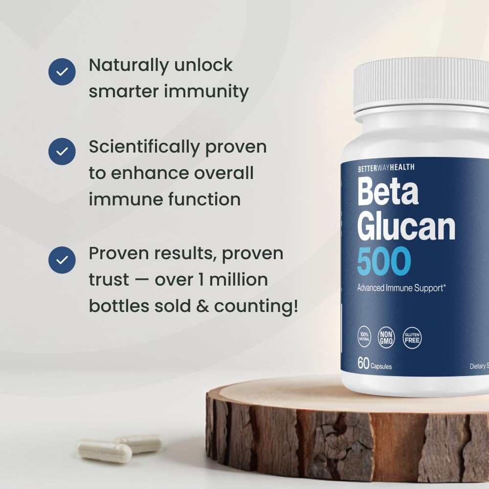 Better Way Health™ - Advanced Immune Readiness - Highly Purified 1,3/1,6 Beta Glucan 500 - Clinically Tested Immune Defense - 500mg/60 Capsules (Pack of 1) Better Way HealthBuy Supplements Australia
