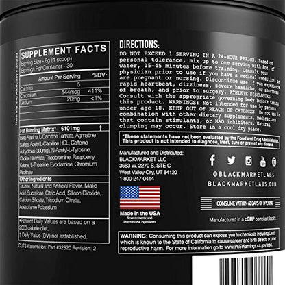 BLACKMARKET CUTS Pre Workout - Flavored Energy Powdered Drink Mix for Men BLACKMARKETBuy Supplements Australia