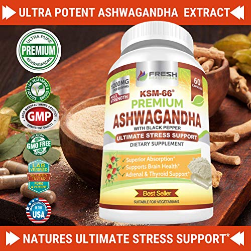 FRESH HEALTHCARE Ashwagandha Capsules KSM 66-1200mg Pure and Potent FRESH HEALTHCAREBuy Supplements Australia