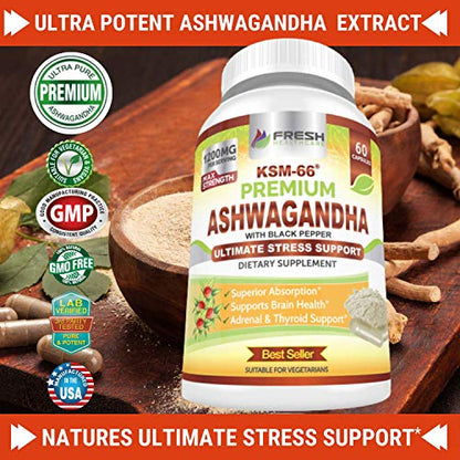 FRESH HEALTHCARE Ashwagandha Capsules KSM 66-1200mg Pure and Potent FRESH HEALTHCAREBuy Supplements Australia
