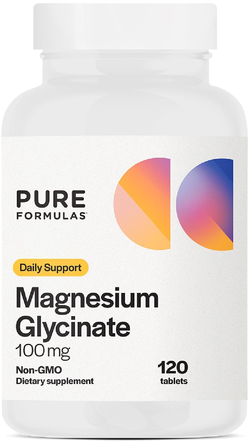 PureFormulas Magnesium Glycinate 100 mg Daily Support for Stress, Nerves, Sleep, Muscles, Metabolism Pure Magnesium Glycinate Supplement for Women and Men Magnesio Non-GMO 120 Tablets PureFormulasBuy Supplements Australia
