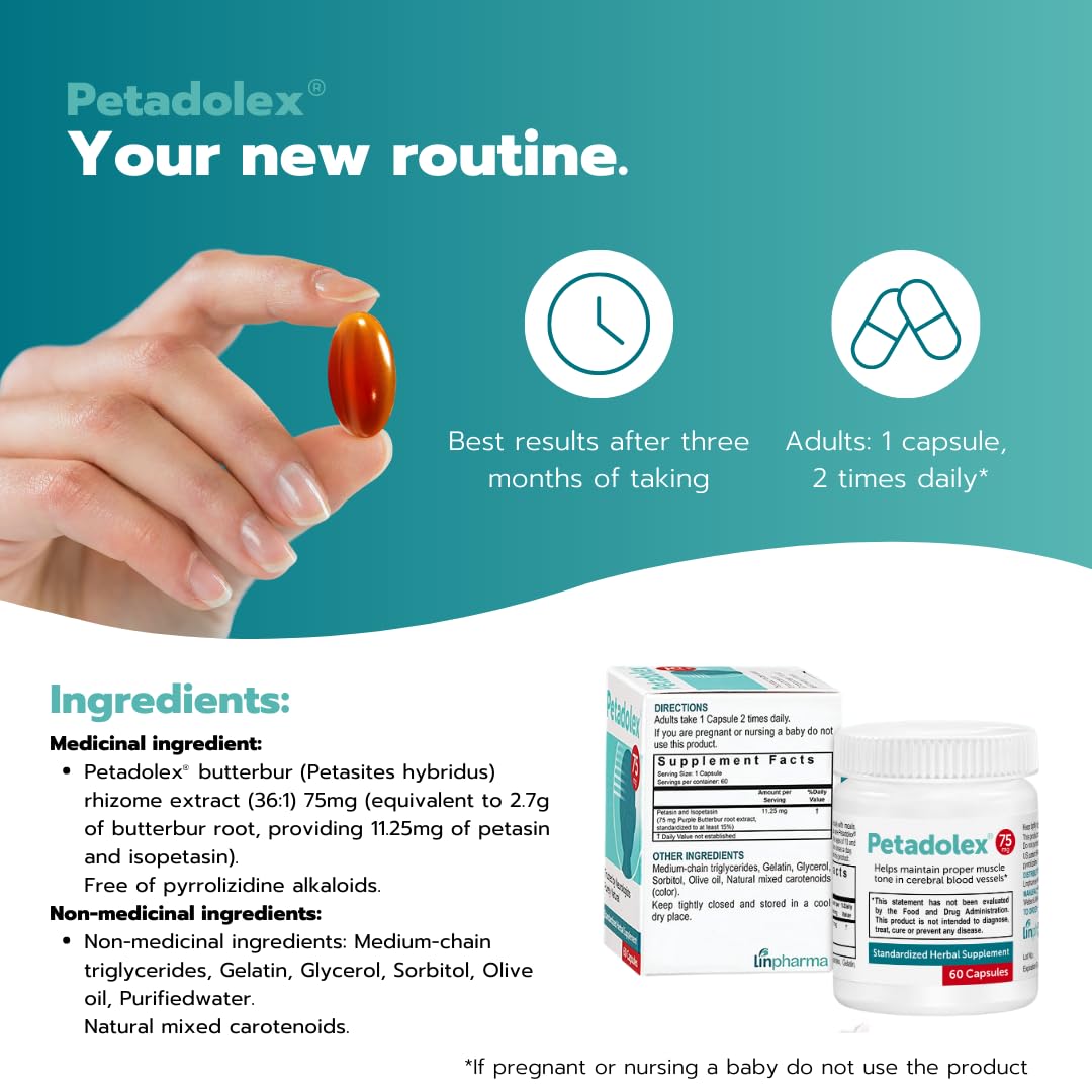 Petadolex - Migraine Relief - Patented Butterbur Root Extract, 75mg PA-Free Butterbur Extract PetadolexBuy Supplements Australia