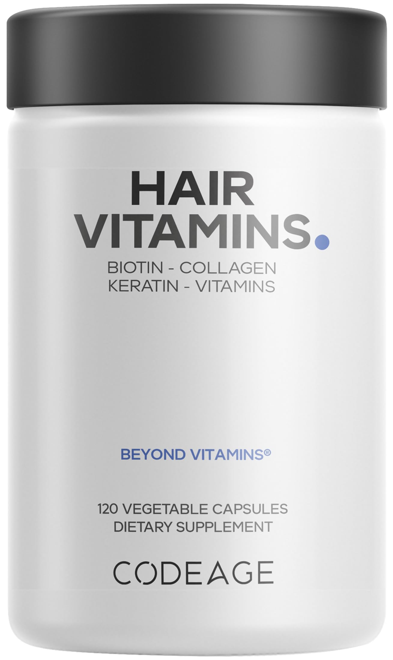 Codeage Hair Vitamins 10000 mcg Biotin, Keratin, Collagen, Vitamin A, B12, C, D3, E, Zinc, Turmeric, Probiotics, Enzymes, Inositol - Hair Care Support