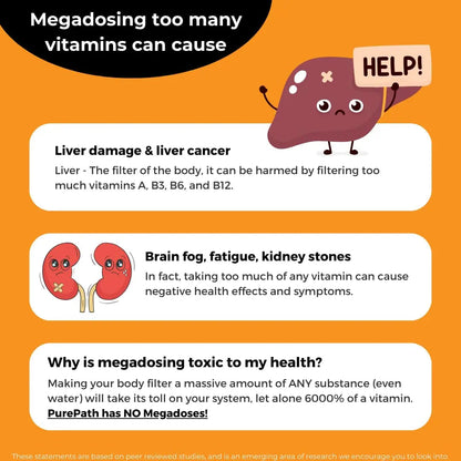 PurePath Non-Toxic Adult Multivitamin - 13 Vitamins - 100% RDA - No Harmful Megadoses - with B6 & B12 PurePath