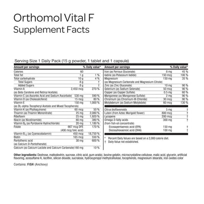 Orthomol Vital F Powder & Tablet Packet, Women's Multivitamin, 30-Day Supply, Vitamins A, B, C, D, E, K, Calcium, Iodine, Omega-3… Orthomol