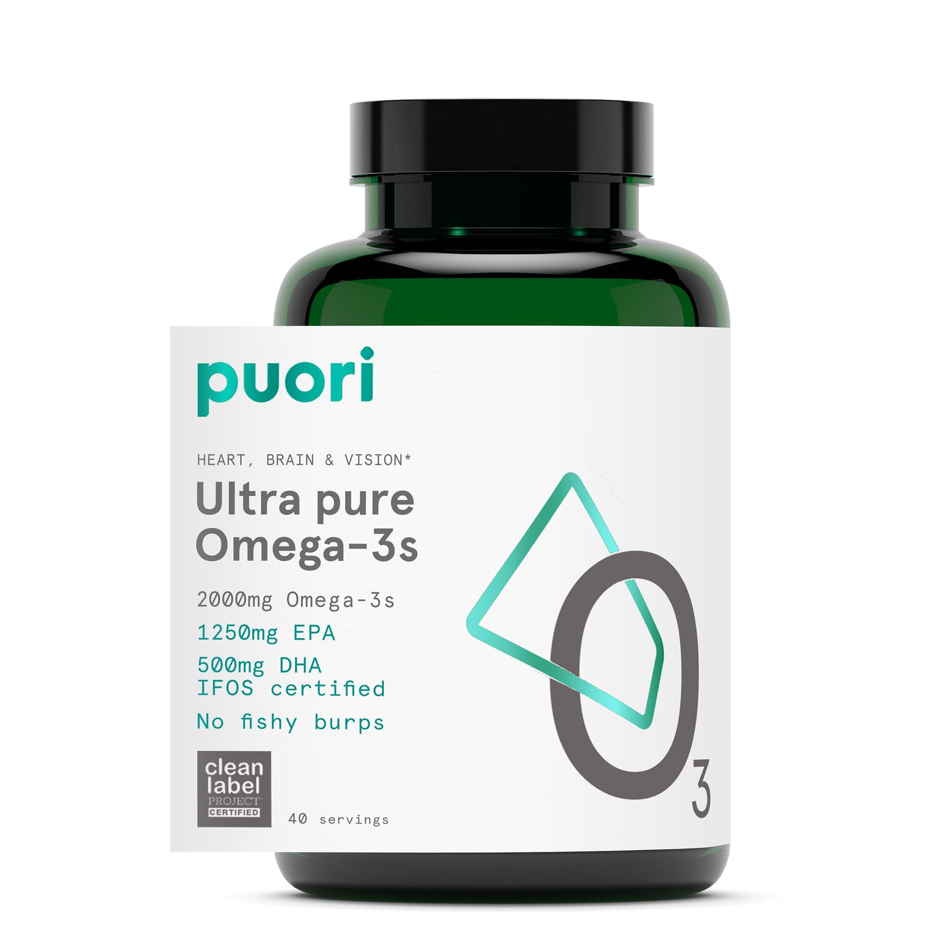 Puori Omega 3 Fish Oil Supplement - Ultra Pure & Burpless Wild Caught Fish Oil with 2000mg Omega 3 Fatty Acids,1250mg EPA & 500mg DHA Supports Heart, Brain & Eye Health - IFOS Certified - 120 Softgels PuoriBuy Supplements Australia