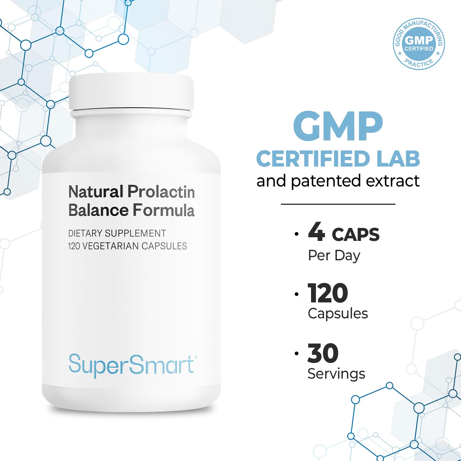 Supersmart - Natural Prolactin Balance Formula - with p5p Vitamin B6, Maca Root, Ashwagandha | Gluten Free - 120 Vegetarian Capsules SupersmartBuy Supplements Australia