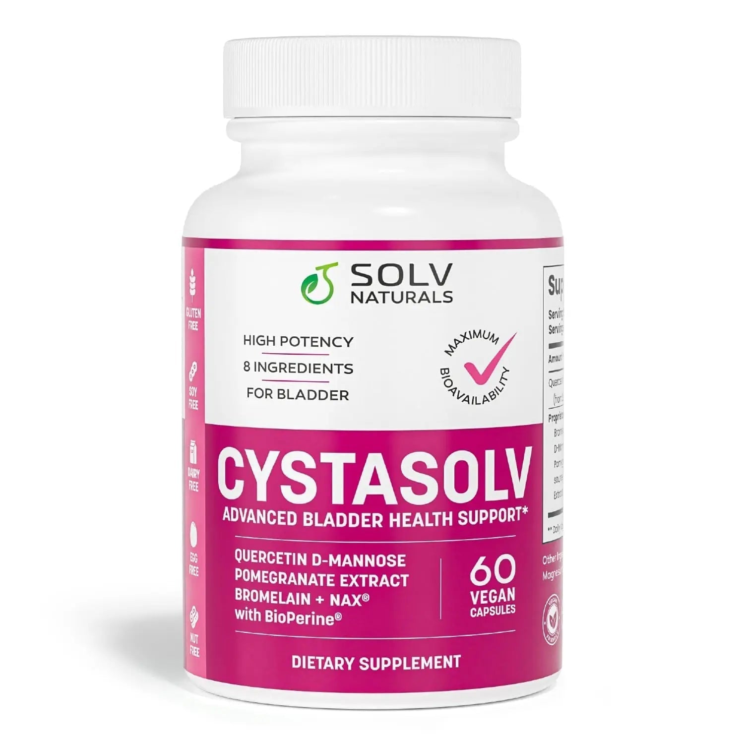 SOLV NATURALS CYSTASOLV Bladder & Pelvic Discomfort Formula - Enjoy Less Urgency & Flares* with Daily IC/BPS UTI Support – Premium Bladder & Urinary Support for Women & Men - 60 Vegan Capsules SOLV NATURALSBuy Supplements Australia