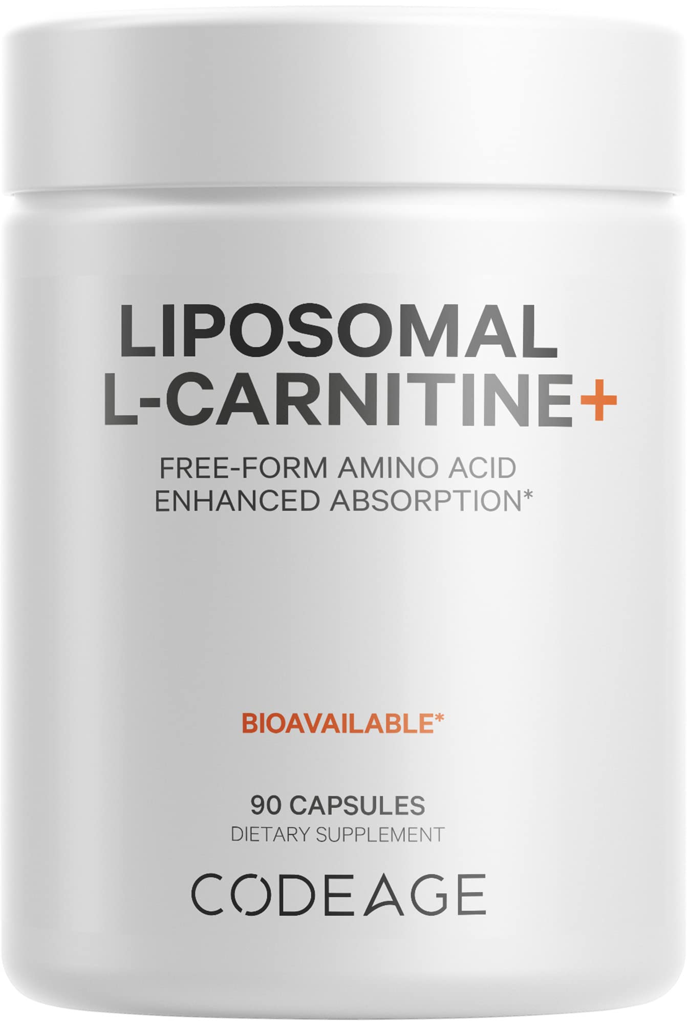 Codeage Liposomal L-Carnitine+ Supplement - 500 mg L-Carnitine L-Tartrate per Serving - Free-Form Amino Acid - Carnitine - Liposomal Delivery - Vegan, Non-GMO, Gluten-Free - 90 Capsules CodeageBuy Supplements Australia