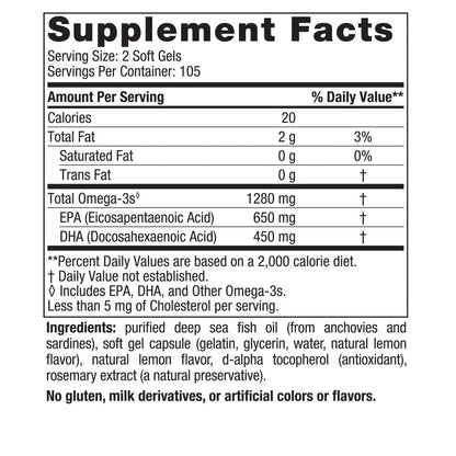 Nordic Naturals Ultimate Omega, Lemon Flavor - 210 Soft Gels - 1280 mg Omega-3 - High Nordic NaturalsBuy Supplements Australia