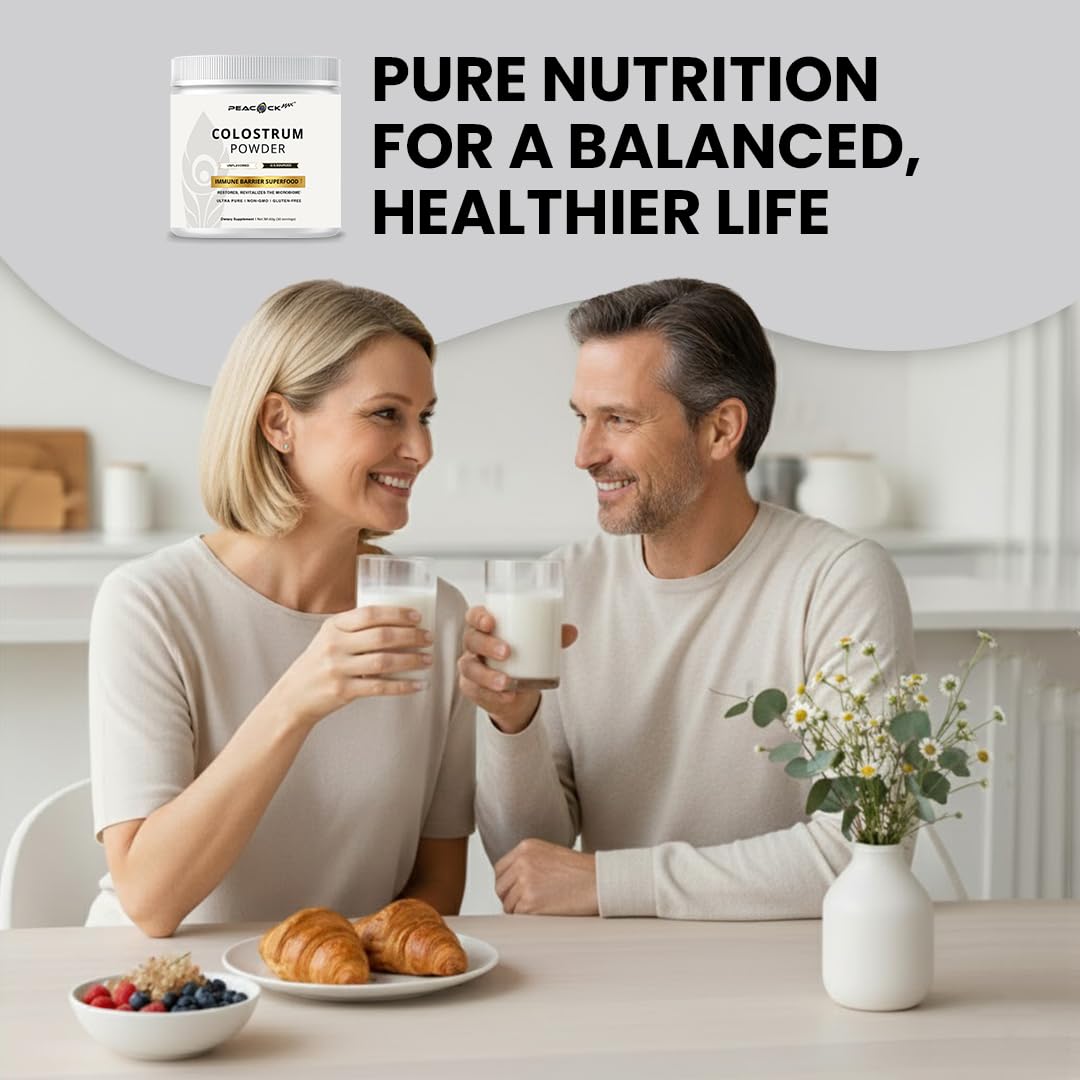 Peacock Max Colostrum Powder – 60g (30 Servings), Unflavored Bovine Colostrum Supplement, Superfood for Hair, Skin & Gut Health, Gluten-Free, Non-GMO Peacock MaxBuy Supplements Australia