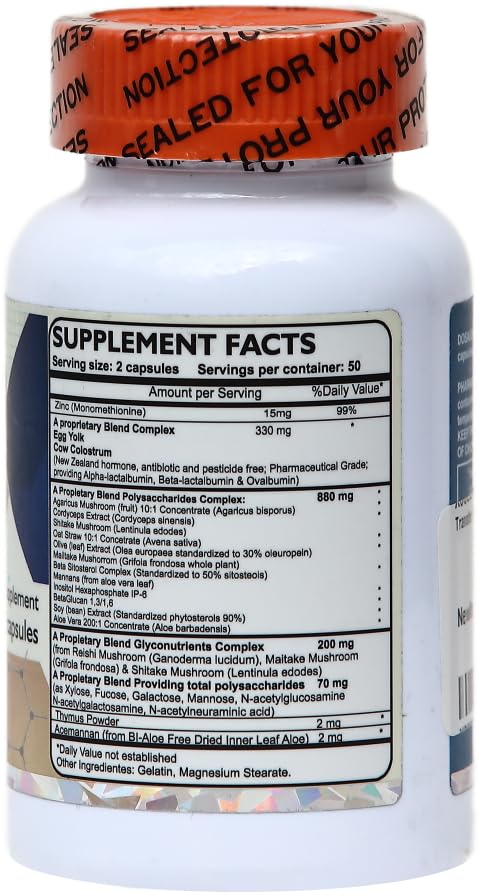 Transfer Factor Enhanced, 100 Natural Capsules, Immune Support - Transfer Factor Multi Immune from Cow Colostrum, Egg Yolk & Special Blend of Mushrooms DislafarmBuy Supplements Australia