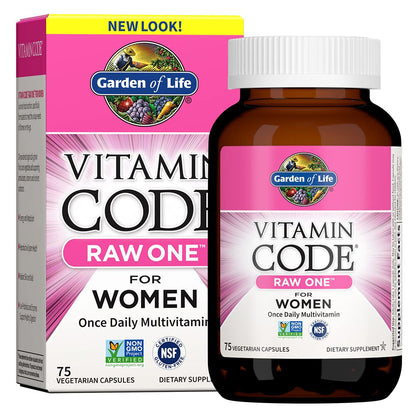 Garden of Life Vitamin Code Raw One for Women, Once Daily Women's Multivitamin - 75 Capsules, One a Day Vitamins Whole Food Iron,
