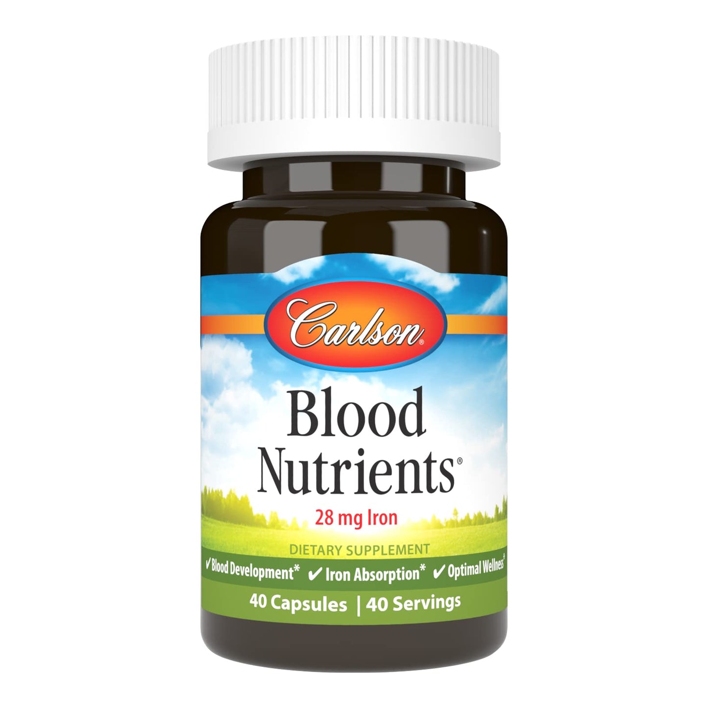Carlson - Blood Nutrients, 28 mg Iron, Blood Development, Iron Absorption & Optimal Wellness, 40 Capsules CarlsonBuy Supplements Australia