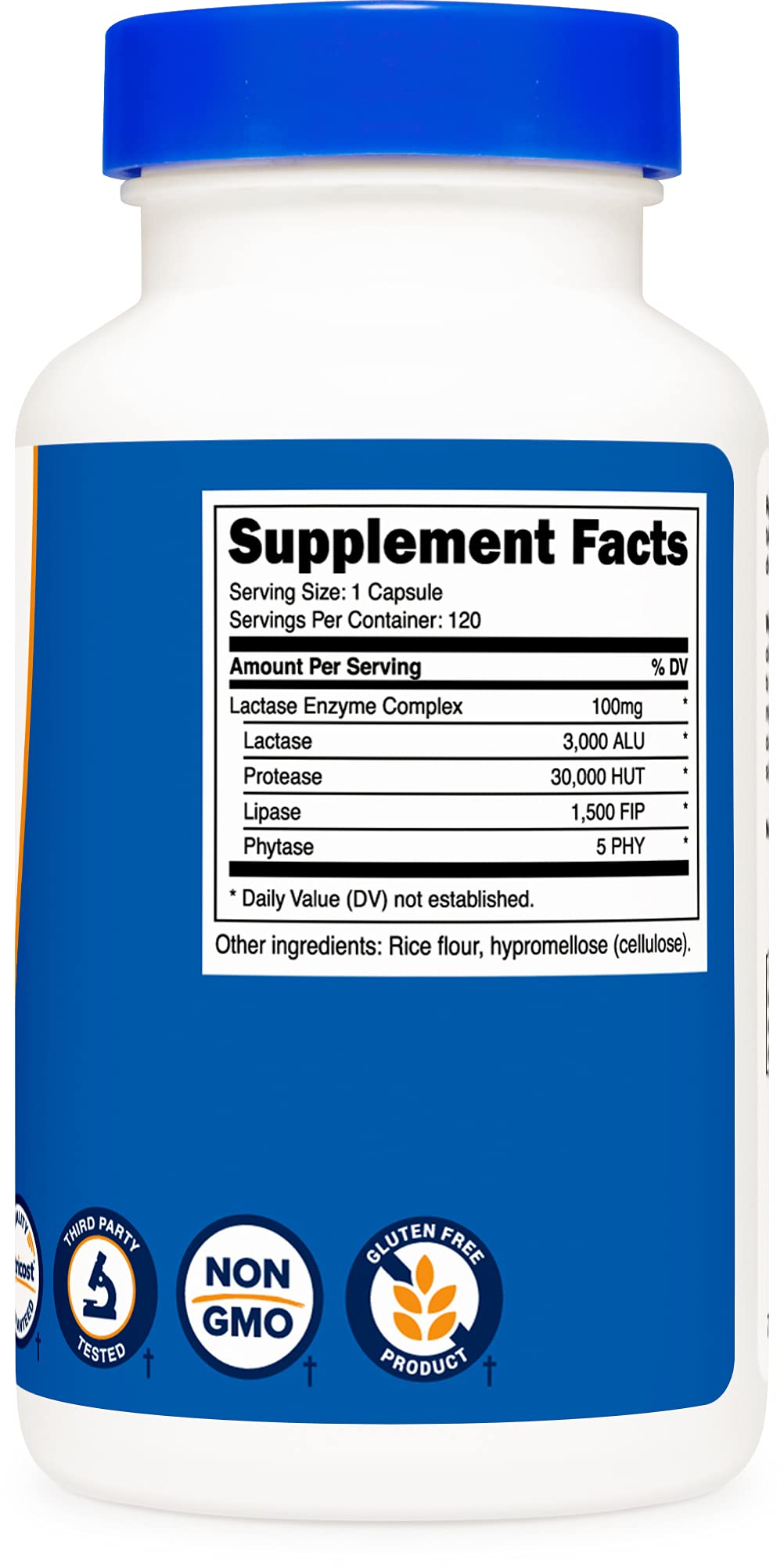 Nutricost Lactase Enzyme Complex 3,000 FCC ALU, 120 Veggie Capsules - Non-GMO NutricostBuy Supplements Australia