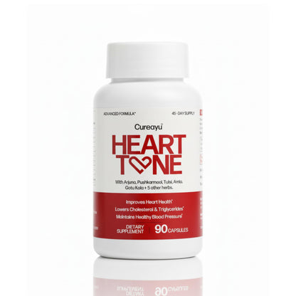 Cureayu Heart Tone Capsules | Natural Heart Health Supplement | Supports Healthy Cholesterol & Triglycerides Levels | with Arjuna, Pushkarmool + 8 Other Herbs | 90 Capsules CureayuBuy Supplements Australia