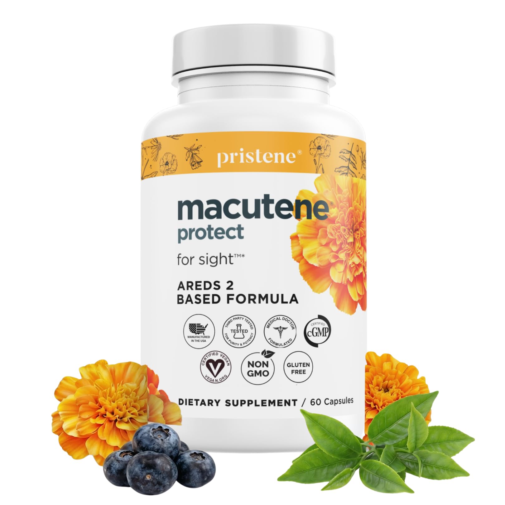 Macutene Protect Eye Vitamins for Macular Support Areds 2 with Lutein and Zeaxanthin Supplements (25mg/5mg) – Doctor Formulated Bilberry Supplement for Eyes, Lab Tested, Vegan (60 Capsules) PristeneBuy Supplements Australia