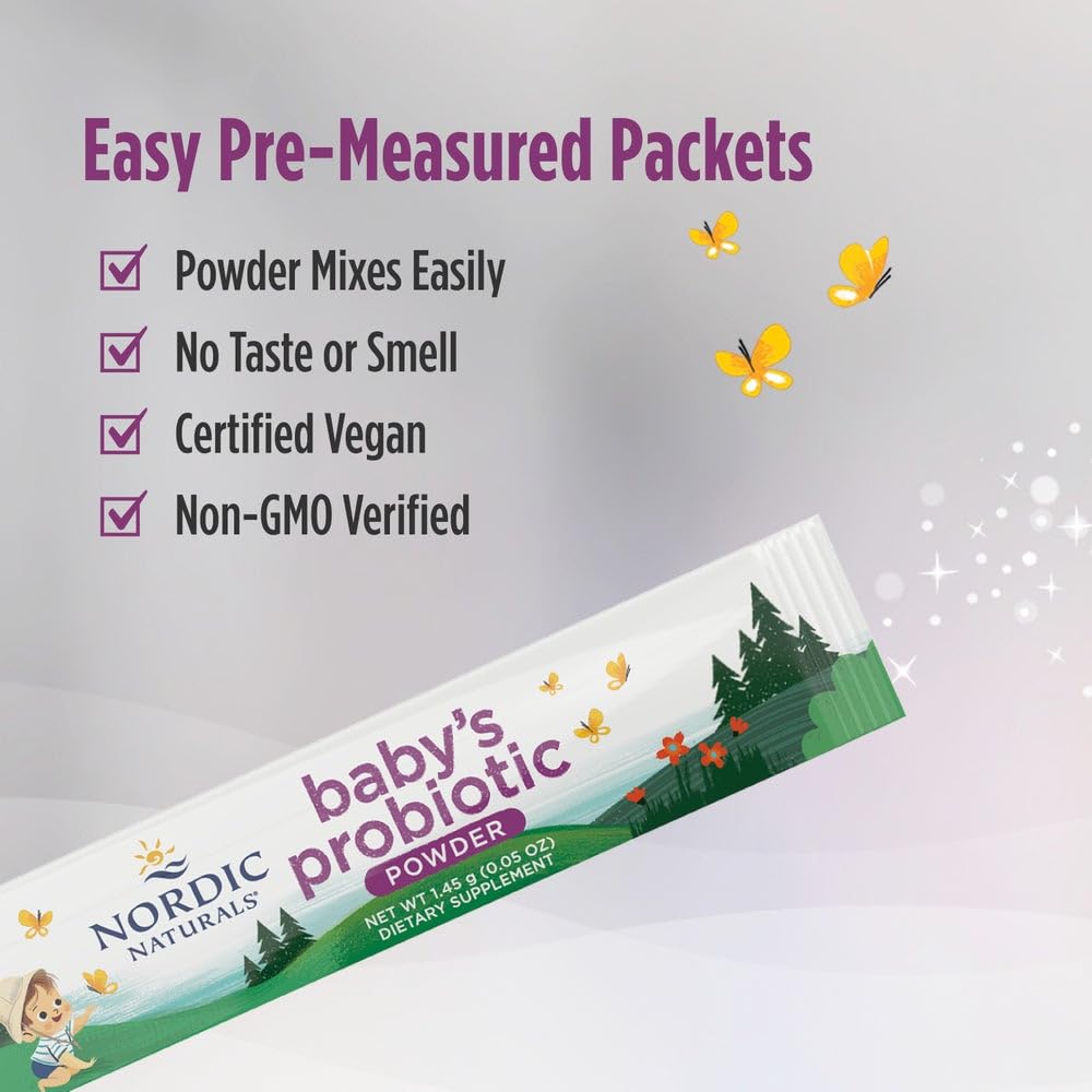 Nordic Naturals Children's Vegan Probiotic Powder Bundle - Baby’s Nordic Flora Probiotic Powder, Unflavored - 30 Packets - 4 Billion CFU Nordic NaturalsBuy Supplements Australia