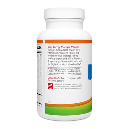 Wellness Resources Daily Energy Multiple Vitamin - 90 Capsules - Methylated Daily MTHFR Multivitamin Without Iron Wellness Resources