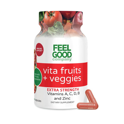 FeelGood Superfoods 1000mg Immune Support Capsules Made with 25 Organic Fruits and Vegetables, Strong Immunity Boosters with Vitamins A, C, D3, and Zinc, 60 Count FeelGood SuperfoodsBuy Supplements Australia