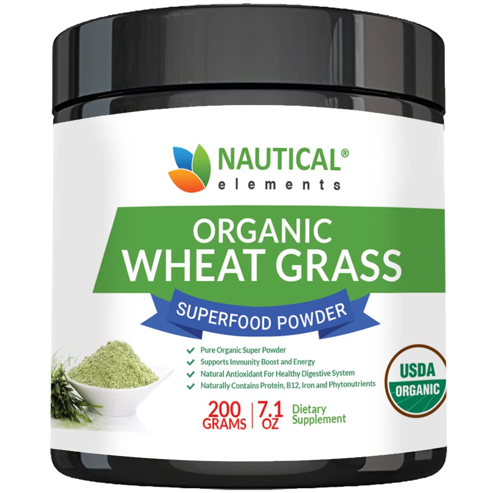 Wheatgrass Powder - USDA Certified Organic Wheat Grass Powder That Is Rich In Essential Amino Acids, Chlorophyll, Antioxidants, Fatty Acids, Minerals & Vitamins - US Grown - Vegan & Non-GMO Superfoods Nautical ElementsBuy Supplements Australia