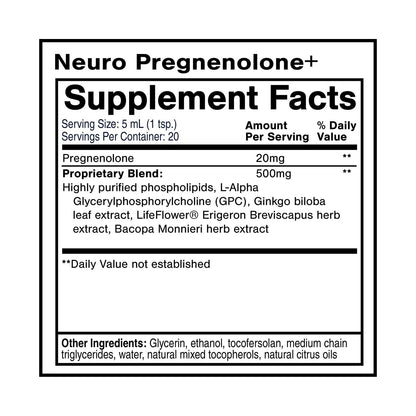 Quicksilver Scientific Neuro Pregnenolone+ - Brain Support Supplement for Neurological Health - Neuroactive Ingredients - Rapid Absorption - Vegan, Sugar-Free & Gluten-Free - 3.38 fl oz (20 Servings) Quicksilver ScientificBuy Supplements Australia