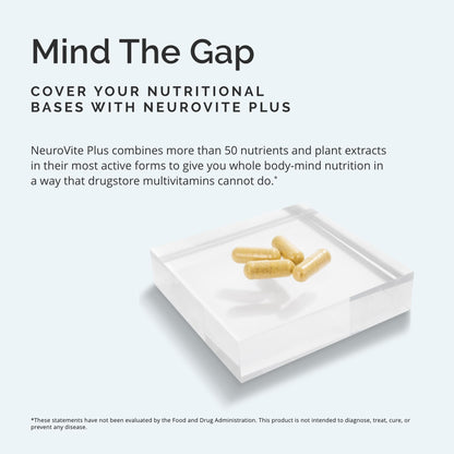 BRAINMD Dr Amen NeuroVite Plus - 120 Capsules - Multivitamin & Mineral Supplement, Enhanced with Phytonutrients, Enzymes & Whole Foods - Gluten Free - 30 Servings BRAINMDBuy Supplements Australia