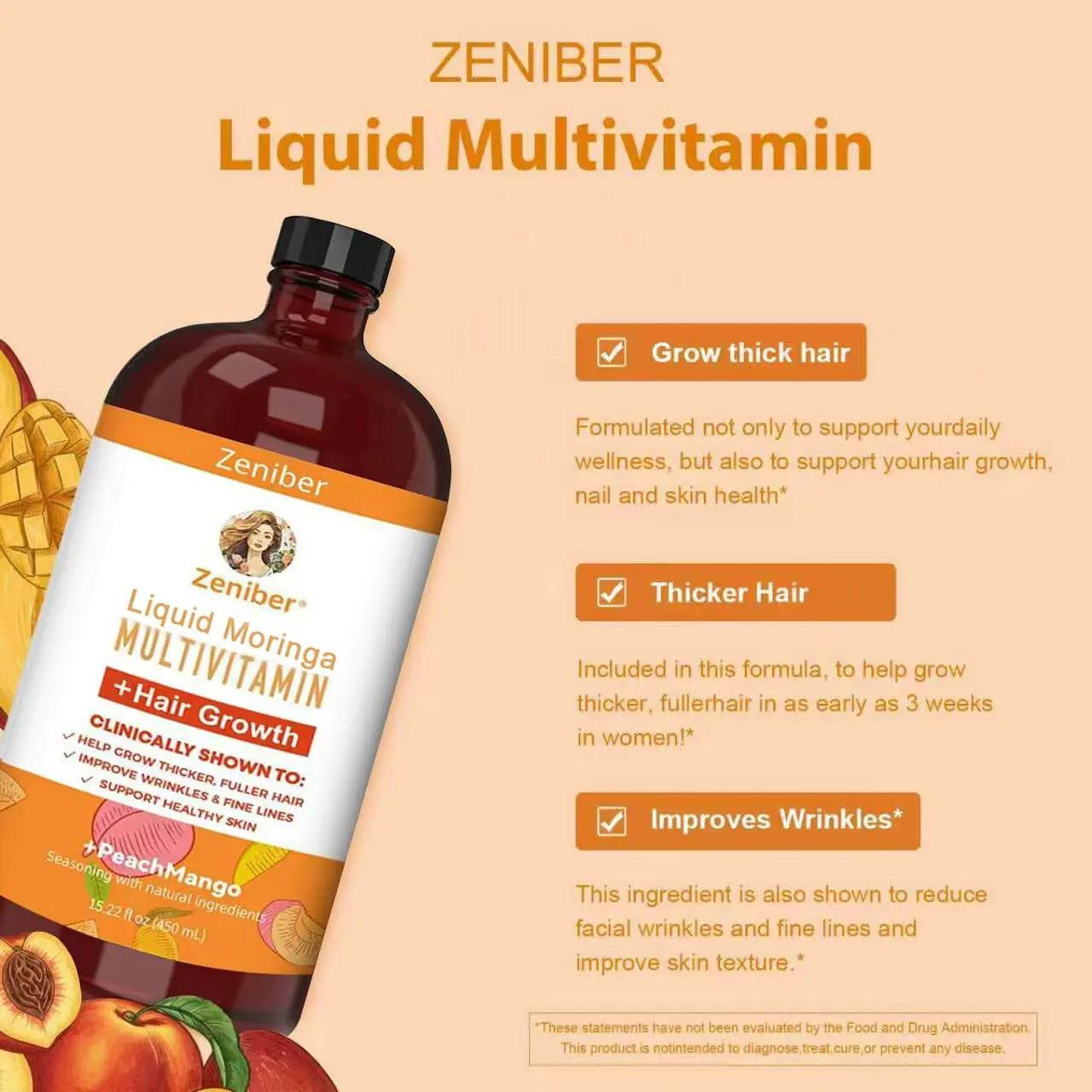 Zeniber MaayRuth Multivitamins Hair Growth&Liquid Multivitamins for Women, Biotin 10000mcg Liquid Multivitamin Hair Growth Supplement, 15.22 OZ ZeniberBuy Supplements Australia