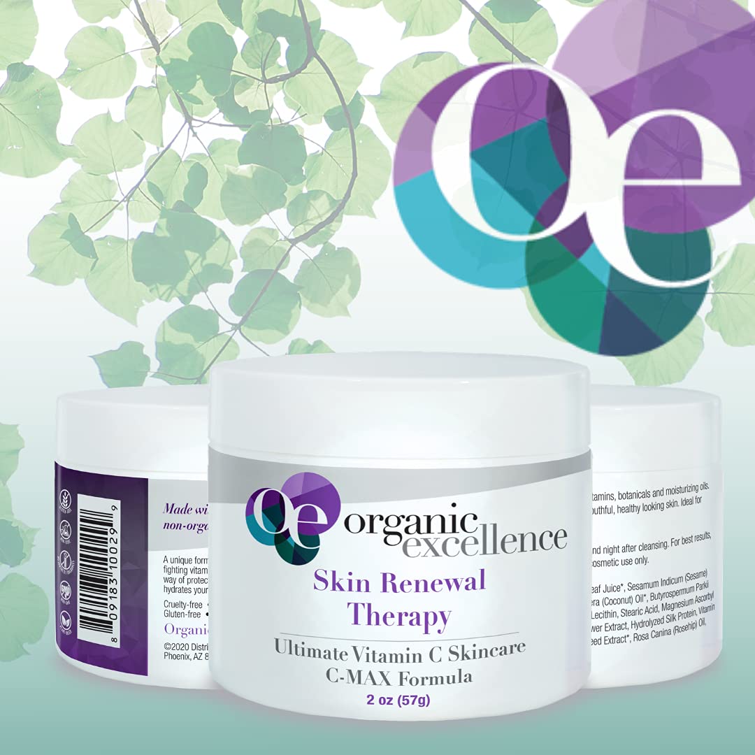 Organic Excellence Skin Renewal Therapy, Vitamin C Face & Neck Cream, Moisturizer to Stimulate Collagen Production and Increase Skin Cell Renewal, Organic Natural Non-Toxic Cruelty-Free 2 oz (57g) Organic ExcellenceBuy Supplements Australia