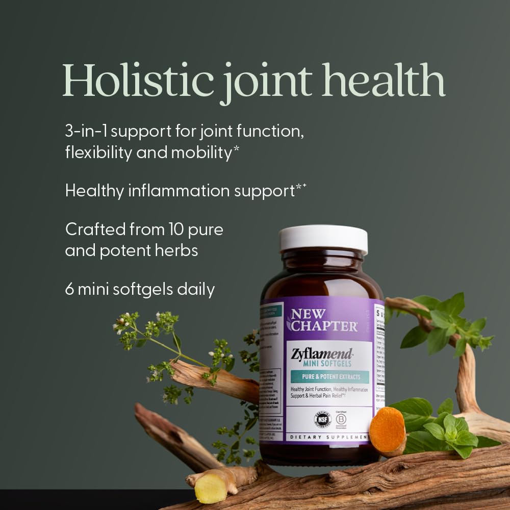 New Chapter Zyflamend™ Mini Softgels, Joint Supplement & Herbal Pain Relief – with Turmeric, Ginger & Green Tea - for Healthy Inflammation Response, Mobility & Flexibility, 180 mini softgels New ChapterBuy Supplements Australia