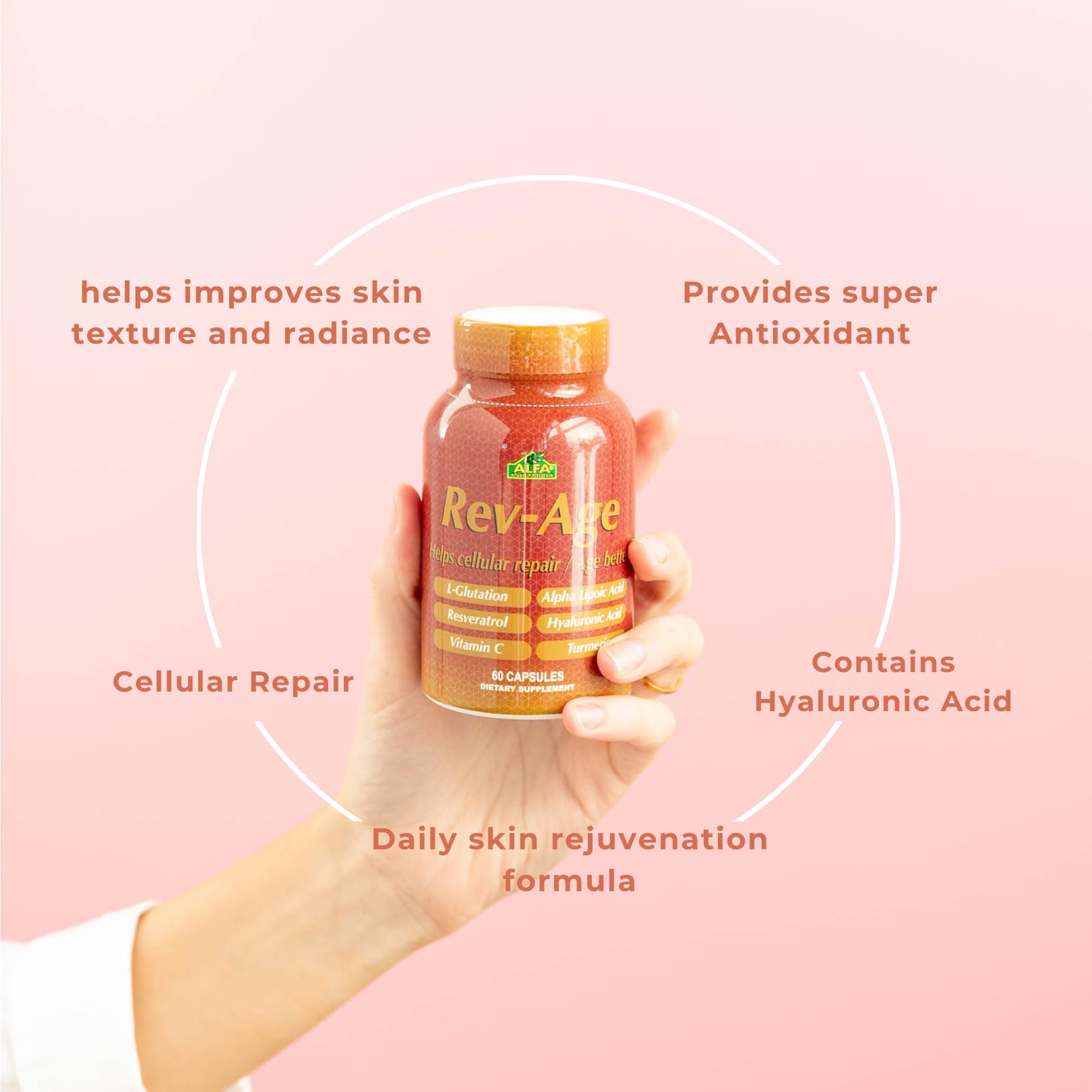 ALFA VITAMINS Rev-Age Cellular Repair Supplement for Anti-Aging & Immune System Support - 60 Capsules ALFA VITAMINSBuy Supplements Australia