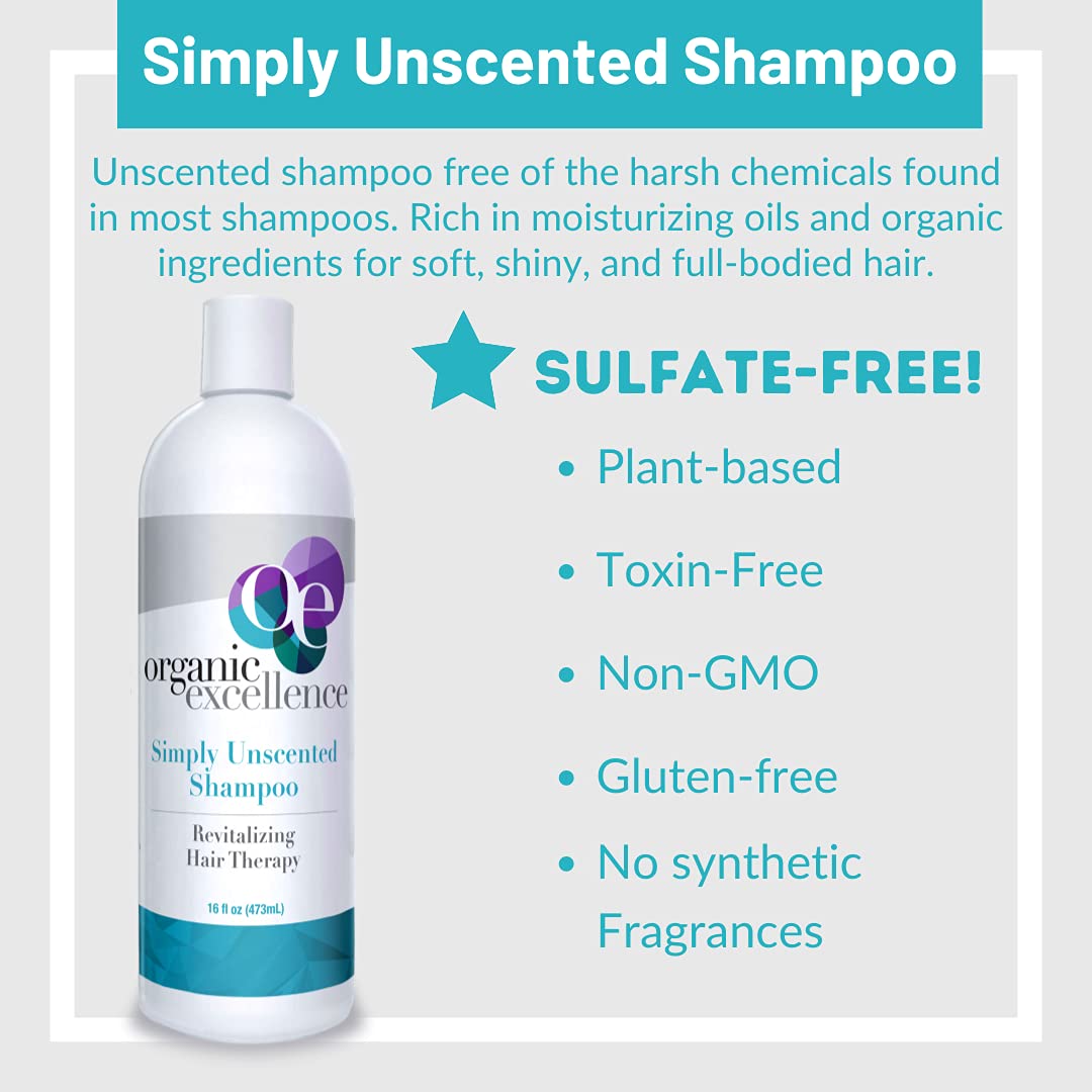 Organic Excellence All Natural Chemical-Free Shampoo | Non-Toxic, Sulfate-Free, Paraben-Free, Fragrance-Free for Men, Women, and Kids - Color-safe 16 fl oz (473 ml) Organic ExcellenceBuy Supplements Australia